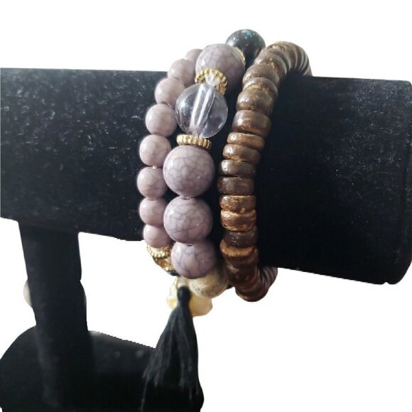 Womens Green Tassel Mixed Beads Bohemian Multilayer Tasseled Boho Bracelets - Picture 1 of 6